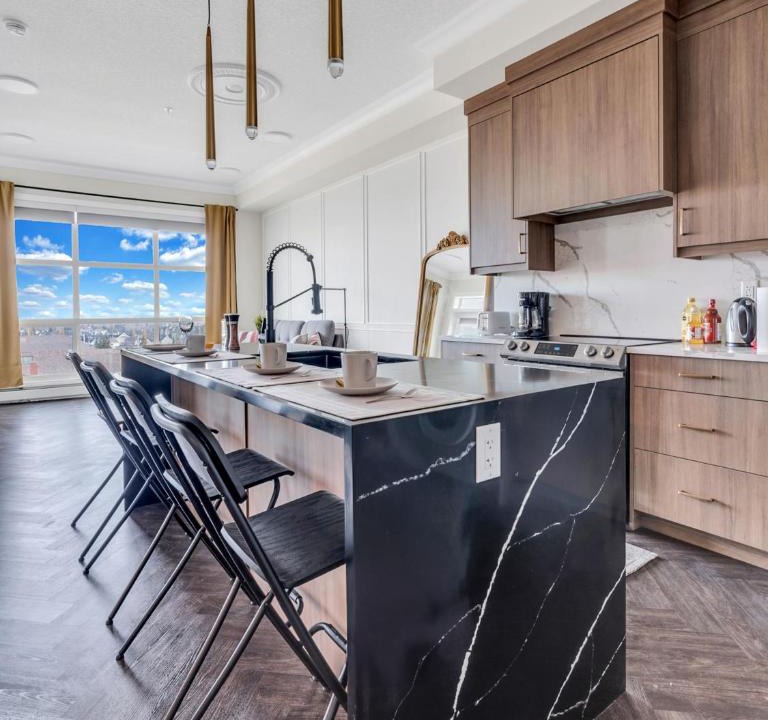 Currie Barracks Apartment | Elegant Downtown Condo with Balcony & Parking
