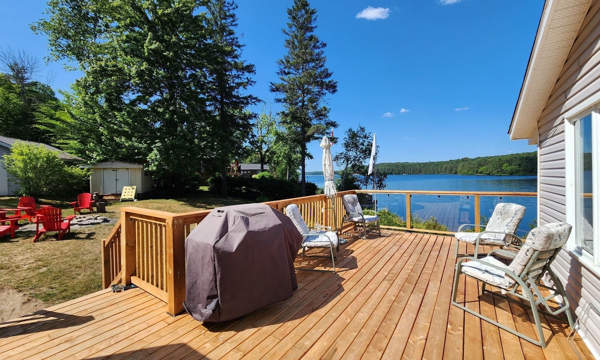 Cayamant Ski Chalet | Incredible view of the lake everywhere with sandy beach!