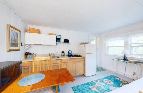 Pemaquid Beach Cabin | Across the road from Pemaquid Beach — wooded king-bed cabin