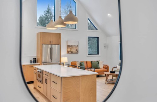 Alfred House | Lakefront Scandinavian Vacation Rental with Private Dock, Hot Tub & Kayaks Brand New, modern home with high end amenities - close to Ogunquit, Kennebunkport and Wells Beaches.