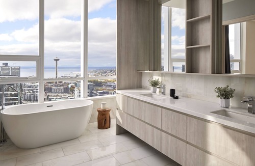 Belltown Hotel | Luxury Lake Union Penthouse with Iconic Space Needle Views & Hot Tub Retreat