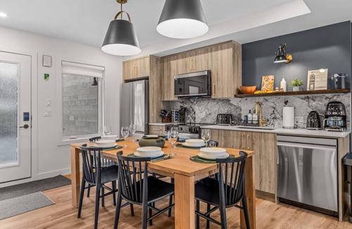 Canmore Condo | NEW 2BD/2BA, Hot Tub, 2-Min Walk to Main St.