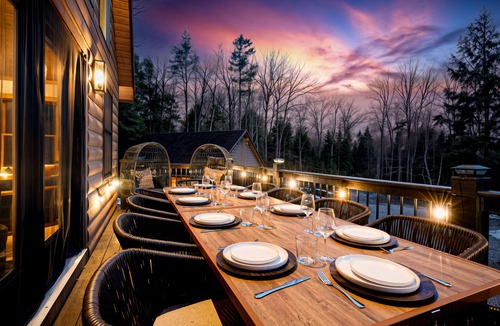 Sunday River Area Cabin | Wellness Retreat ~Hot Tub ~Sauna ~Yoga ~Theater ~Firepit ~15min to Sunday River