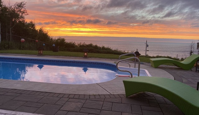Balinese Style Villa with heated salt water pool and spectacular ocean vista in Antigonish