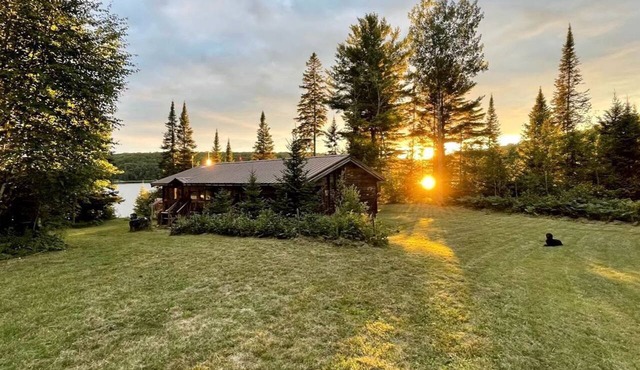 Beautiful Off-Grid Cedar Log Cabin Nestled in the Woods with Direct Access to Duncan Lake for an Unforgettable Getaway in Ontario in Nipissing
