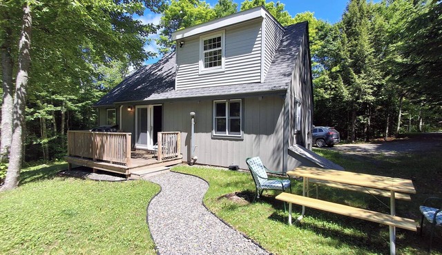 Cozy woodsy Cabin w/a Deck, Firepit, Gas Grill, Free WiFi, & Full Kitchen