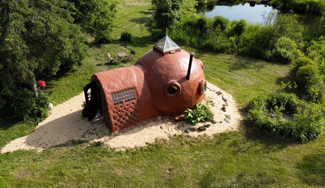 Earth & Aircrete Dome Home Next to the Forest