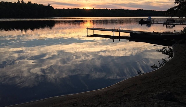 Large Lake House with Private Beach, Dock, Canoe & Kayak in Chesterville