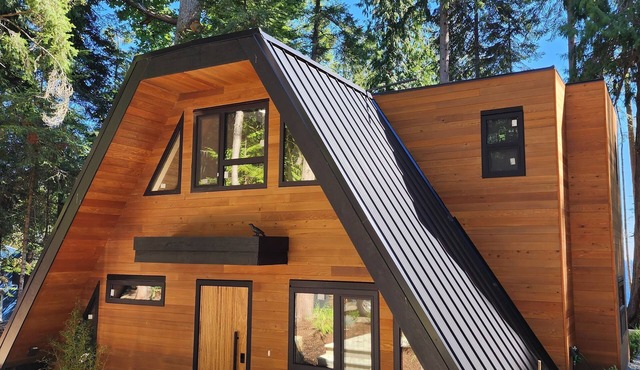 Newly built Grand Cedar Lodge on the Straight of Georgia.