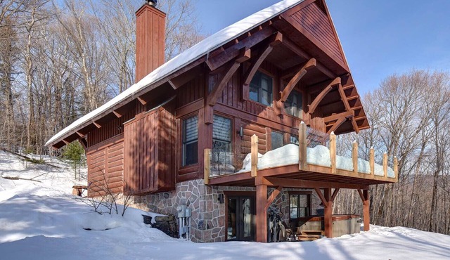 Newly renovated log home with private spa and lake access.