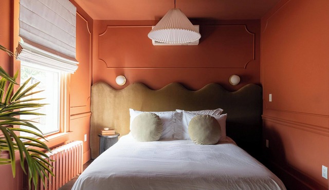 Our spiciest suite—flat 6 is dipped in a hot red hue.