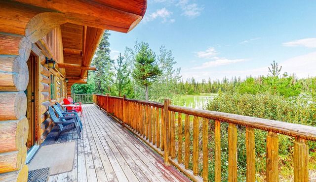 Rustic lakefront resort cabin with deck, WiFi, full kitchen - dog-friendly