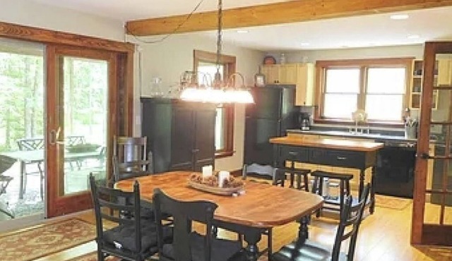 Spacious river home w/pellet stove, outdoor dining area, fire pit, & BBQ grill in Litchfield
