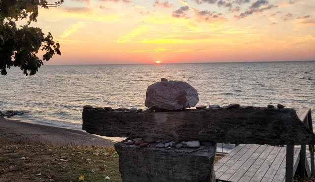 SUNRISE BAY has a panoramic view of Lake Erie with a private beach.