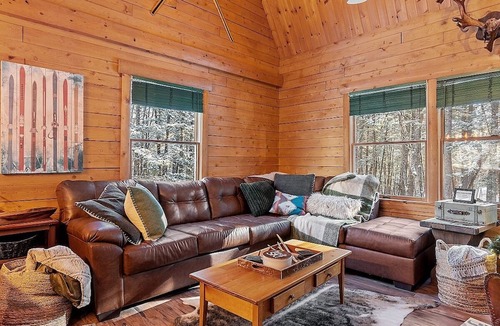 Bridgton Cabin | Private cabin on 3Acres with private hot tub! Lake access, Skiing, Snowmobiling!