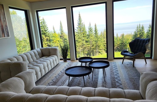 Petite-Riviere-Saint-Francois Ski Chalet | Altéa Charlevoix - luxury villa: spa, pool, billiards, view
